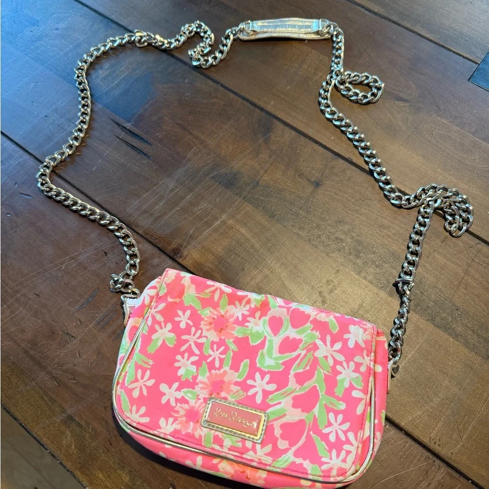 Lilly Pulitzer Pink and Green Floral Crossbody Bag
